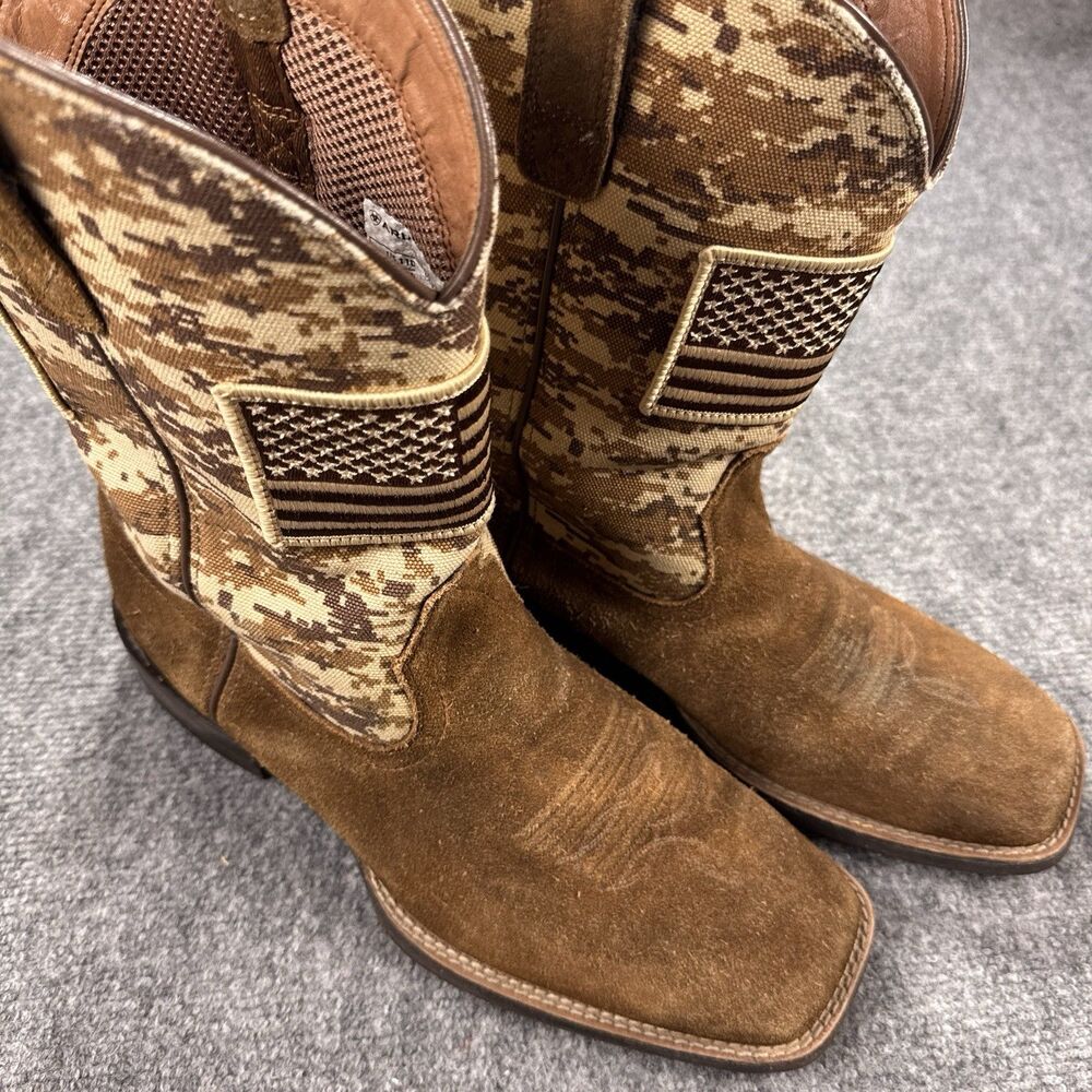 Ariat Sport Patriot Western Boot Tan Suede Desert Camo USA Flag Men's 11 D